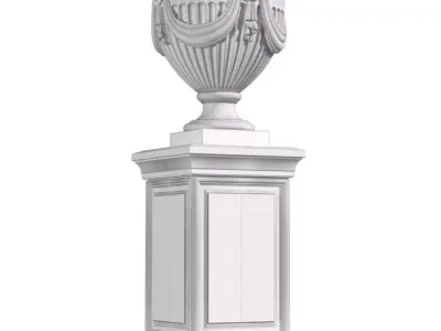 Classic outdoor vase on a pedestal for decorating the facade  3D model