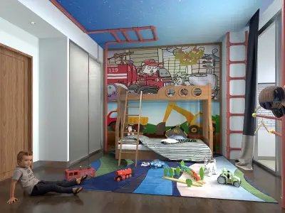 Boy bedroom furniture - Modern Children Room - Bed Room 3D model