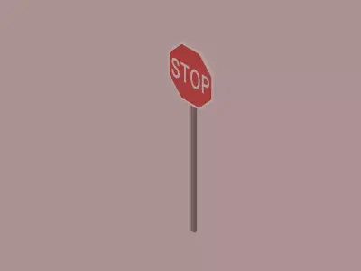 Stop Sign Low-poly 3D model