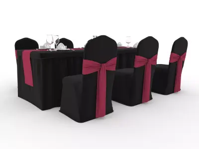 Banquet Table and Chair 120 3D model