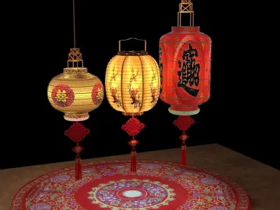Chinese red lantern  3D model 44
