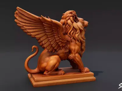 Lion Statue V12 Low-poly 3D model
