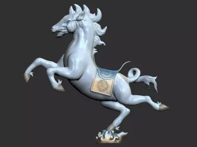 Auspicious clouds flying horses 3D model