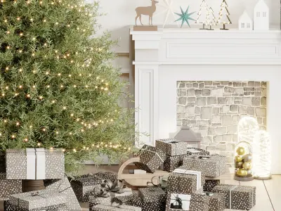 Christmas Tree and Decoration 04 Low-poly 3D model