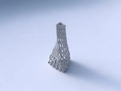 Vase twist tilted triangle with diagonal grid lattice 3D print model