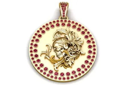 Skull and Floral Pendant 3D Printable Model 3D print model