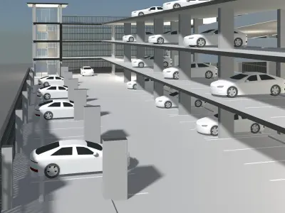 Parking garage building in cutaway section 25-29 3D model