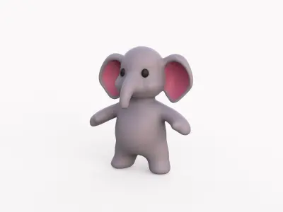 Little animal baby - Elephant cute - Animated Low-poly 3D model