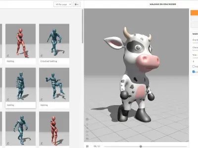 High-Quality 3D Cute Cow - Animated for Games Low-poly 3D model