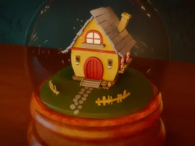 Snow Globe - Little Cartoon House 3D model
