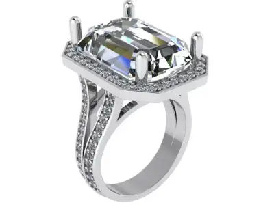 Emerald Halo Split Shank Ring 0686 3D print model