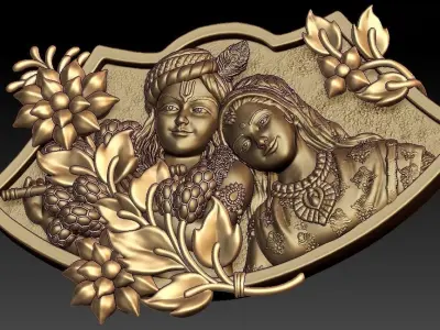 Radha Krishna Pendant 3D print model