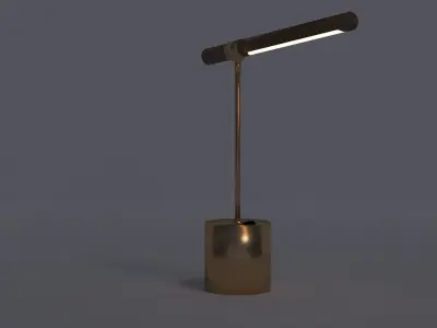 Luxury Desk lamp brass and wood  3D model