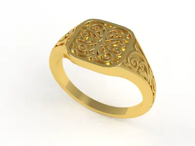 Celtic Square Signet Ring 3D print model