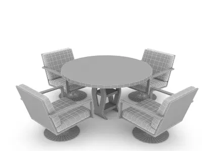 3d wooden chair table 04 Low-poly 3D model