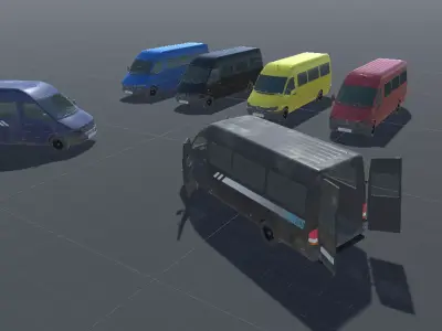 Realistic Van Vehicle Pack for Unity Low-poly 3D model