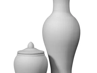 Chinese traditional decorative porcelain vase flowerpot Jar urn 3D model