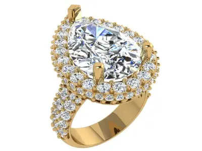 Pear Halo Ring 3535 3D print model