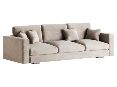 Modern Square Arm Fabric Sofa 3D model