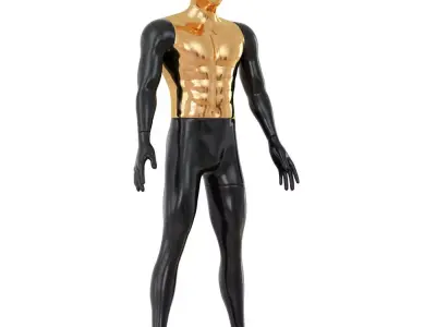 Abstract black mannequin with golden torso 132 3D model