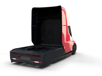 Tesla Truck with Chassis Red 3D model