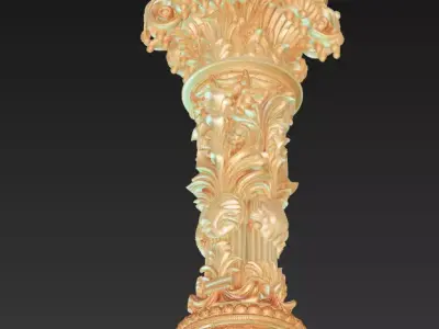 Ornate Corinthian Column - Royal Decorative Sculpture Pedestal 3D print model