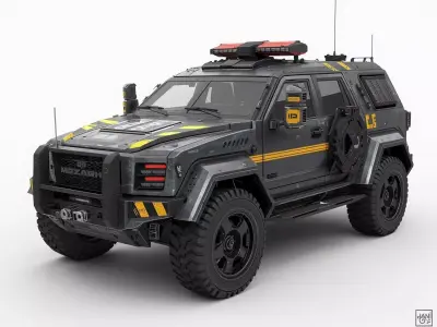Heavy Armored Tactical SUV 3D Model Low-poly 3D model