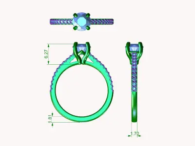 cr-010 person diamond engagement ring gold 3D print model