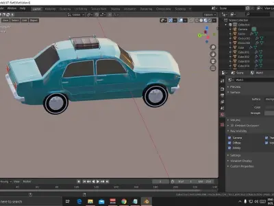 low-poly 3D model car in software Low-poly 3D model
