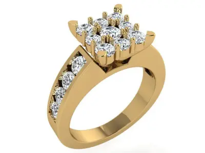 Channel Setting Square Diamond Ring 3416 3D print model
