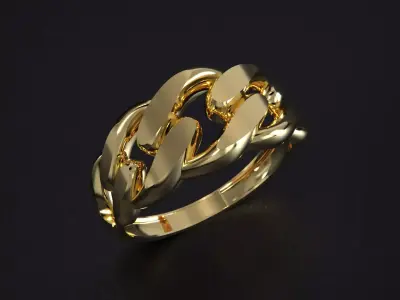 Cuban Chain Ring Gold 3D print model