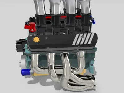 Holden 304 ITB Injected Engine 3x stack styles 3D print model