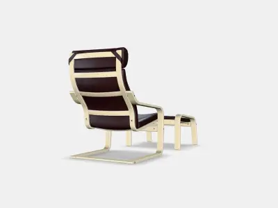 POANG Armchair and footstool Low-poly 3D model
