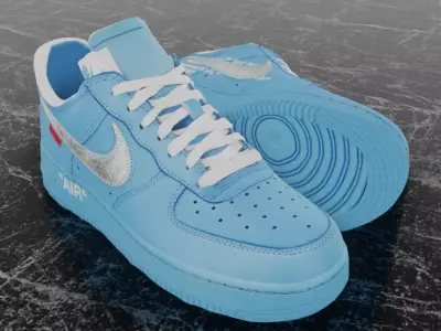 NIKE AIR FORCE X OFF WHITE 3D SHOES Low-poly 3D model
