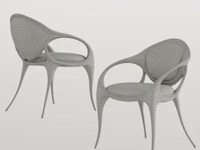 Modern light luxury dining chair side chair 3D model