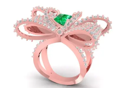 Luxury Bow Gemstone Ring Jewelry 3D Model 2793 3D print model