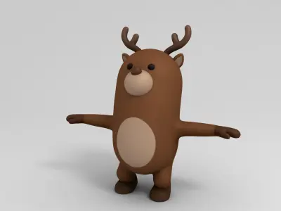 Rigged Cartoon Reindeer 3D model