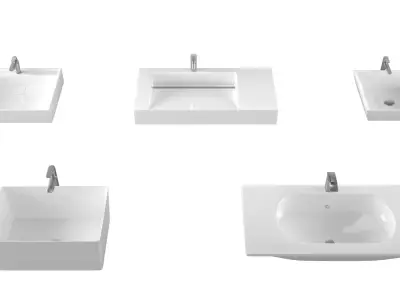 5 modern sink Low-poly 3D model