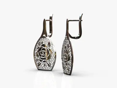 Floral earrings 3D print model