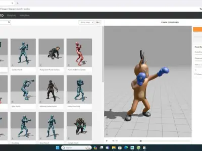 Boxing Antelope Animal Animated Low-poly 3D model