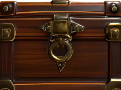 Ornate Wooden Treasure Chest Low-poly 3D model