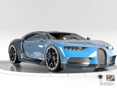 Bugatti Chiron -Rigged- Render Ready-unreal-vray-redshift 3D model
