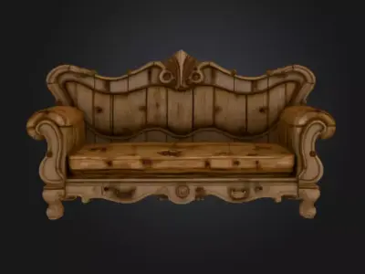 Decayed Baroque Sofa Low-poly 3D model