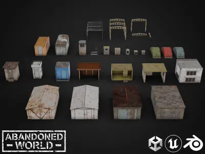 Old Small Buildings Low-poly 3D model