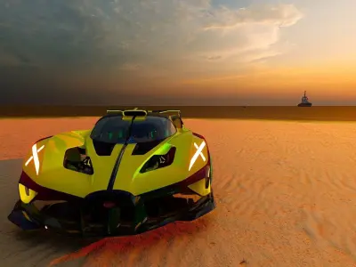 Bugatti 2023 3D model sports car Bugati Bolide  Low-poly 3D model