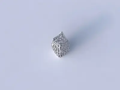 Vase double arc rectangle with faceted organic lattice 3D print model