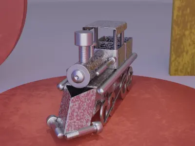 Locomotive metal art Low-poly 3D model