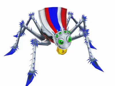 White Spider Funny Cartoon Insect Parasite Beetle Lowpoly Low-poly 3D model