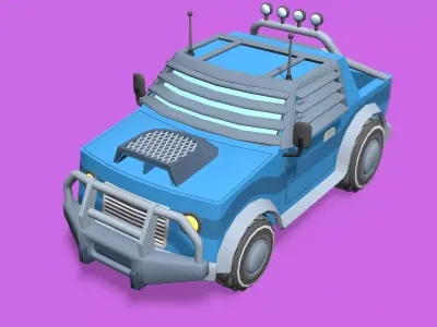 Stylized Toon Pickup Truck Low-poly 3D model