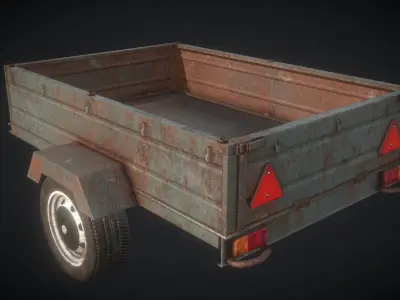 Trailer rusty Low-poly 3D model